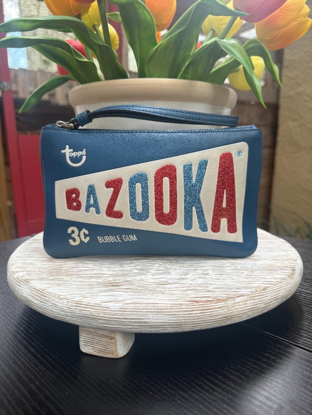 COACH BAZOOKA GUM LMT EDITION Large Wristlet Wallet Collector Blue Leather Retro